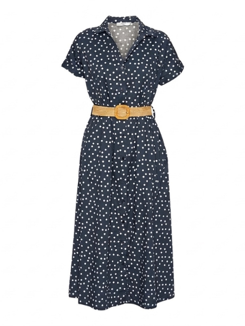 Johanna Blue Dress w. White Dots