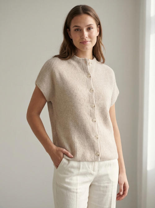 Eleanor Light Beige Racoon Cardigan