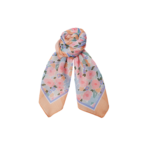 BC Almira Peach Flowers Cotton Mini Scarf