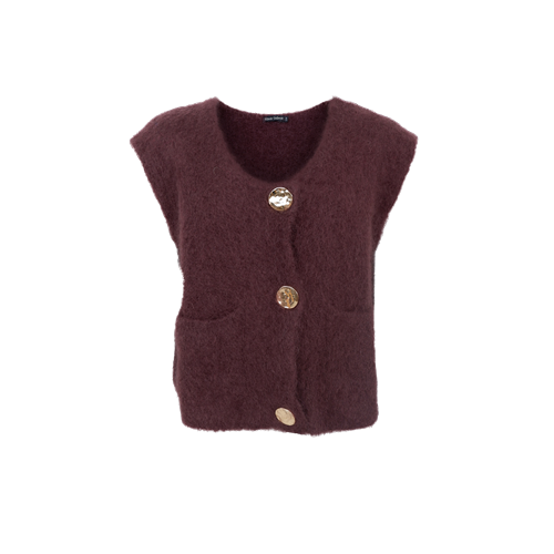 BC Bjoerk Knittet Button Vest Coffee