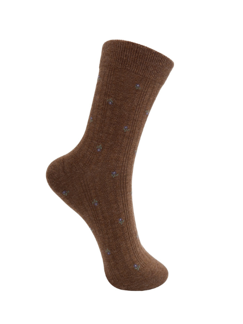 BC Edith Brown Small Flower Sock