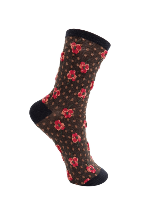 BC Ellen Black Flower Sock
