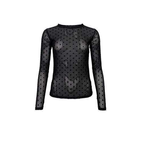 BC Jennie Black Dotted Mesh Blouse 
