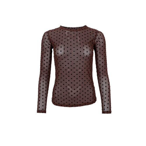 BC Jennie Coffee Dotted Mesh Blouse 