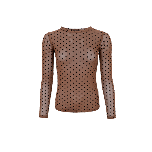 BC Jennie Nougat Dotted Mesh Blouse 
