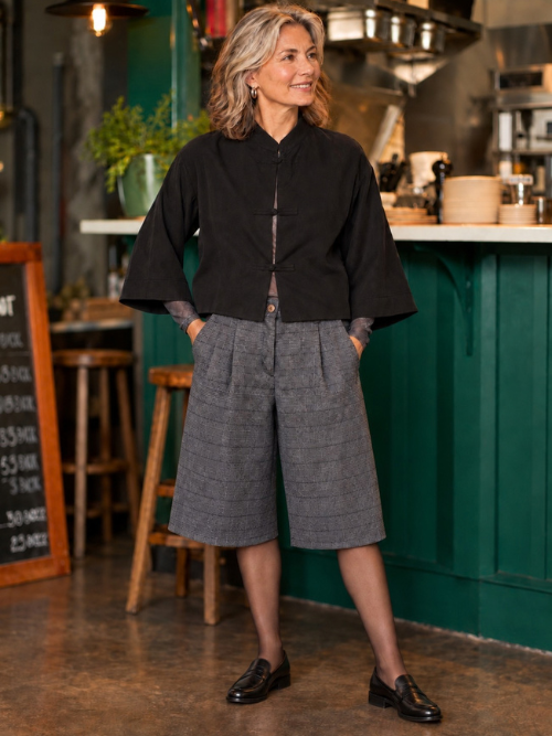 BC Luciano Dark Grey Pleeted Jorts