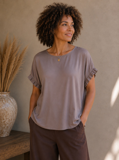 BC Mabel Taupe Blouse