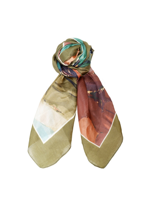 BC Marble Army Green Silk Scarf