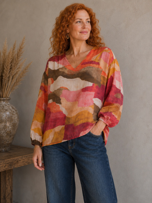 BC Zella Burnt Wine Sheer Blouse