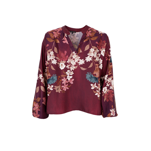 Zendaya Plum Flower Long Sleeve Blouse