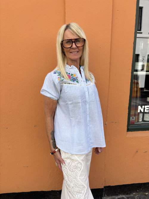 Camilla Short Sleeve Shirt Stripe Multi Colour