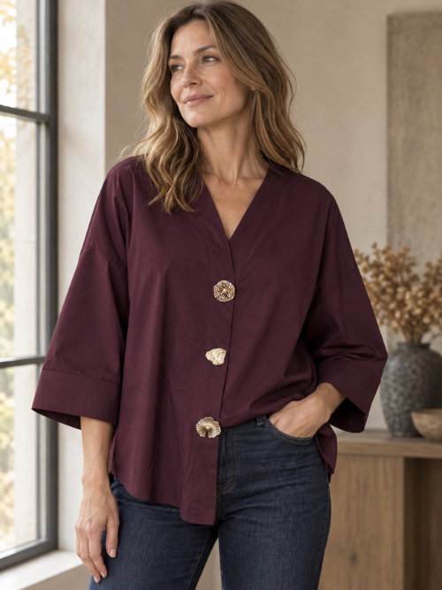 Augusta Bordeaux Big Gold Buttons