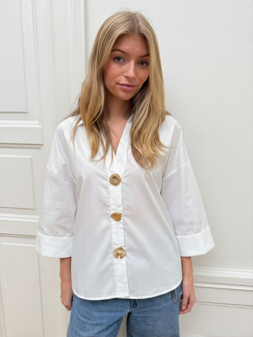 Augusta Shirt Big Gold Buttons White