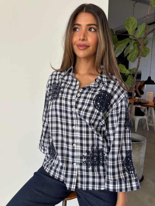 Emilia Navy Check Shirt