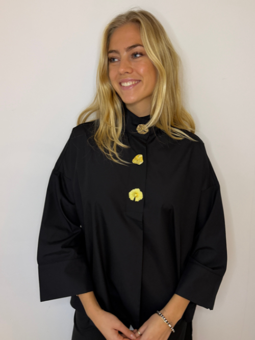 Klara Black High Neck Shirt