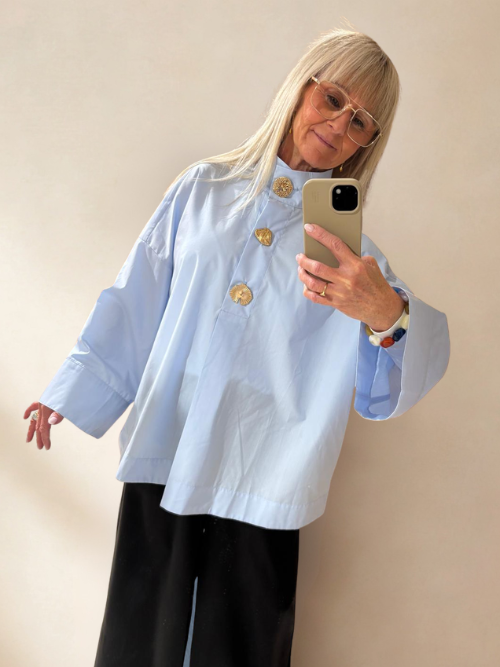 Klara High Neck Light Blue Shirt