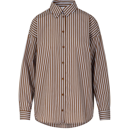 Boxy Classic Shirt Brown-Blue Stripe