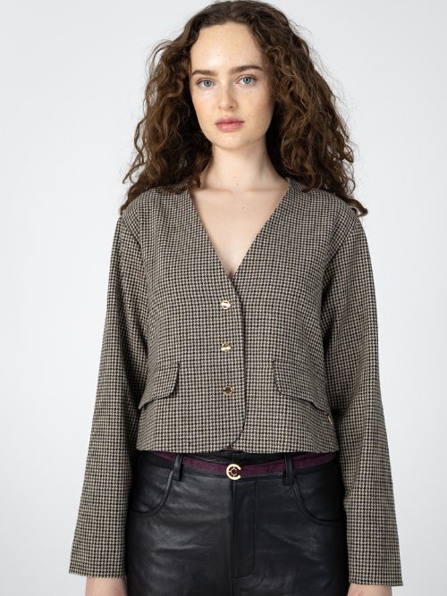 Check Jacket Black-Sand Mix