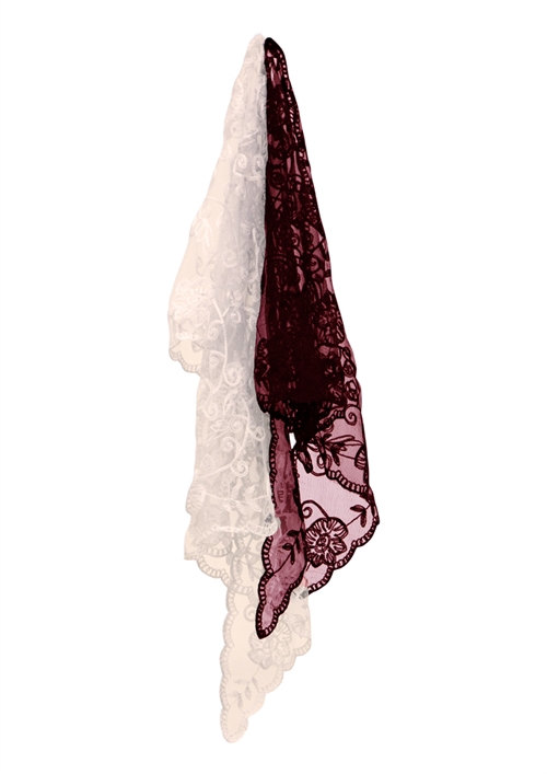 Lace Scarves 2 stk Creme/Burgundy