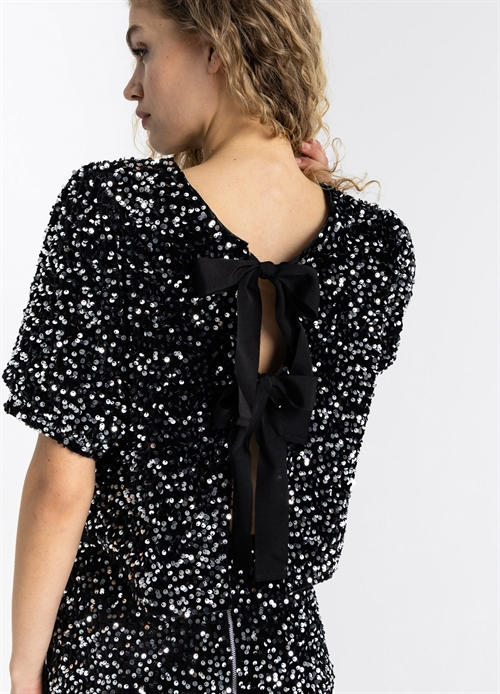 Sequins Jacket w. Ribbons Black Silver