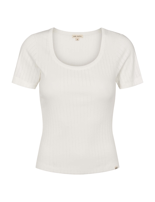 Ella White Wide O-Neck Top
