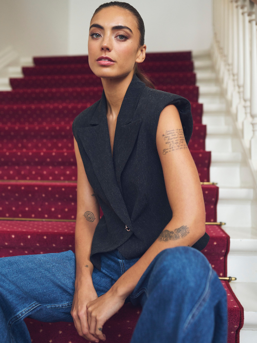 LianaGO Black Melange Waistcoat