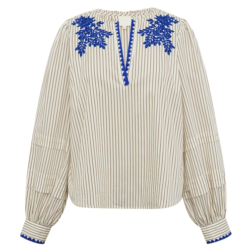 LuisaGO Blouse Creme Brown Stripes
