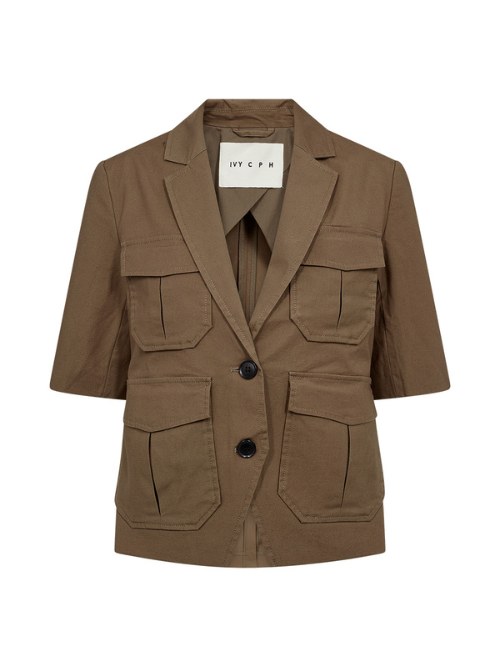 Katee Short Sleeve Uniform Blazer Coffee Bean