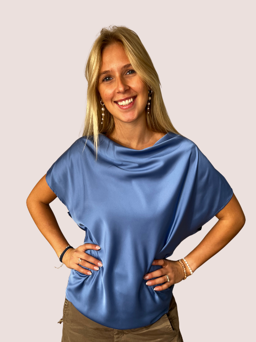 Vandfalds Bluse Ceruleo Kortærmet