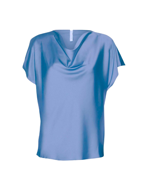 Vandfalds Bluse Ceruleo Kortærmet