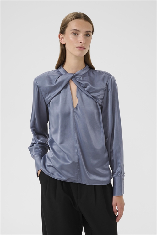 Blanca Drapped Shirt Folkstone Gray