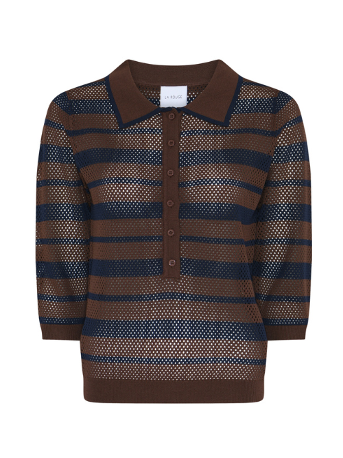 Charlotte Knit Polo Brown / Navy