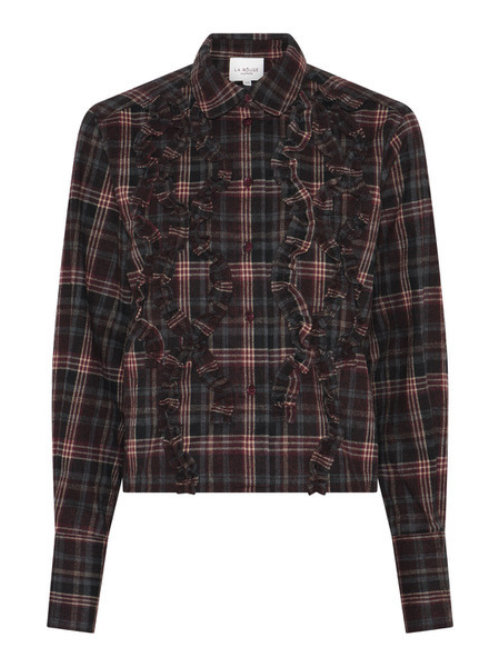 Isa Cropped Shirt Grey/Wine Checks