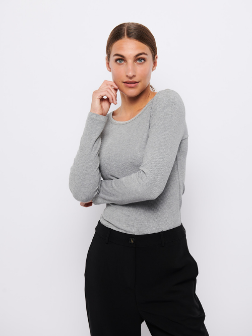 Lisa Grey Melange Long Sleeve T-shirt 