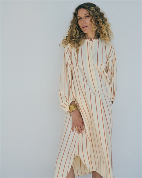 Louise Dress Sand/Orange Stripe