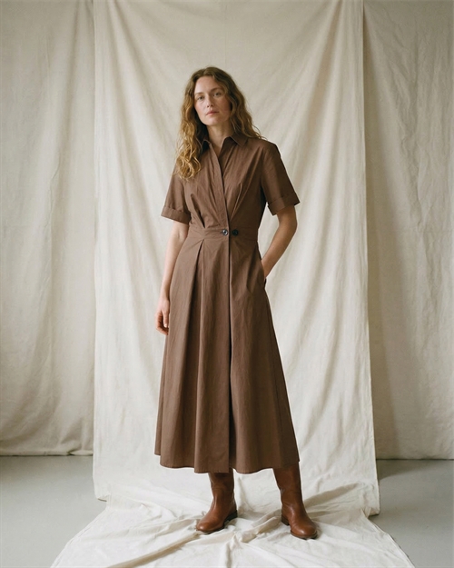 Pia Dark Brown Short Sleeve Dress 