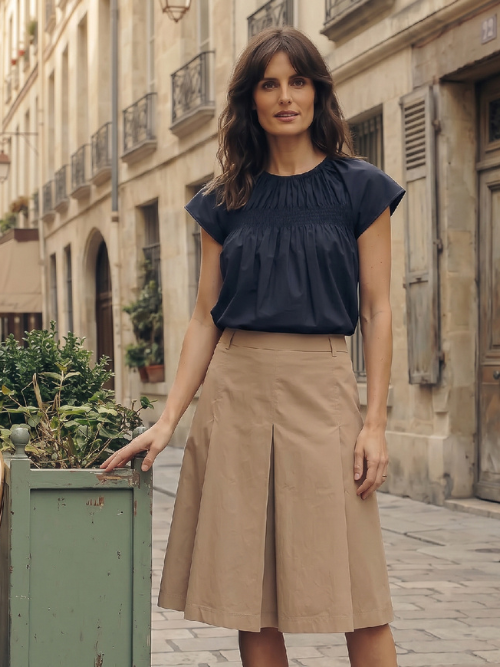 Vilma Dark Sand Plisse Skirt