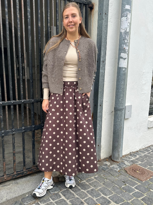 Vilma Dot Skirt Dark Brown/Sand Dot