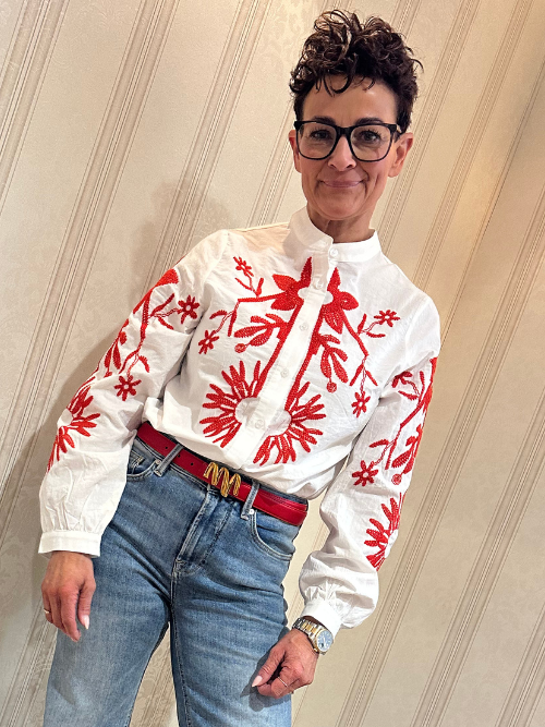 Pina Shirt White w. Red