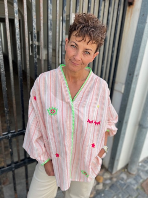 Luksus Blouse Rosa w. Embrodery