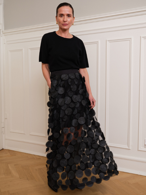 Donna Dot Maxi Skirt Black