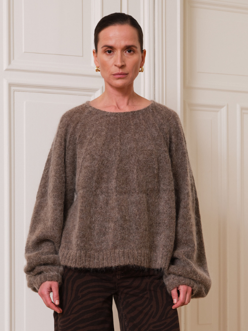 Maddie Long Sleeve Knit Black Coffee Melange