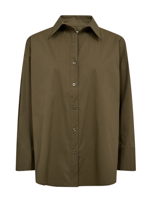 Nyla Shadow Green Poplin Shirt