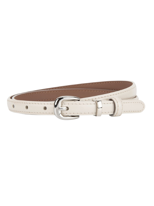Casely Creme Belt - Silver Hardware