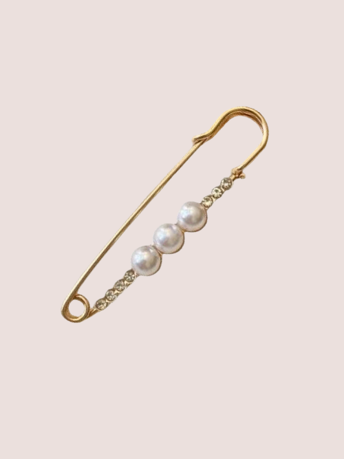 India 3 pearl Gold Pin 