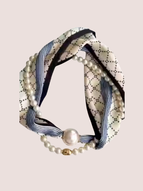 Kim Blå Tørklæde m. Perle & Magnet