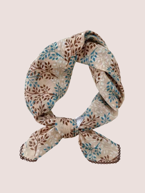 Samira Coffee Blue Cotton Scarf