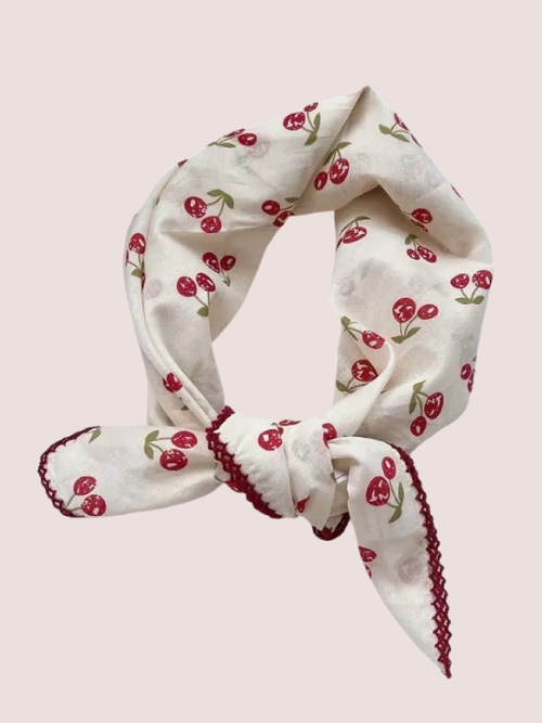 Samira White Cherry Cotton Scarf