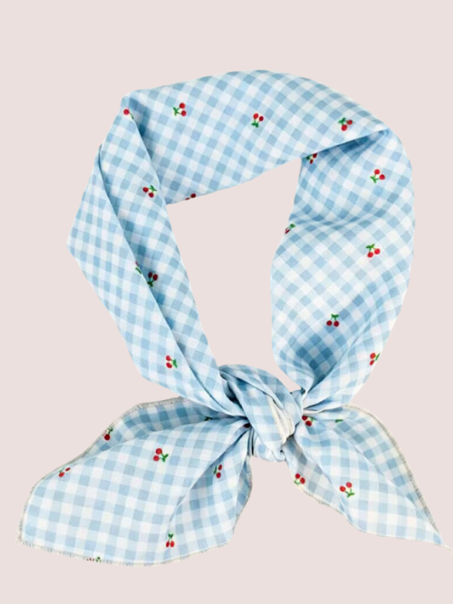 Ulrika Blue Red Cherry Cotton Scarf