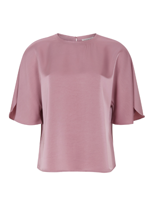 Aya Rose Tan Short Sleeve Blouse